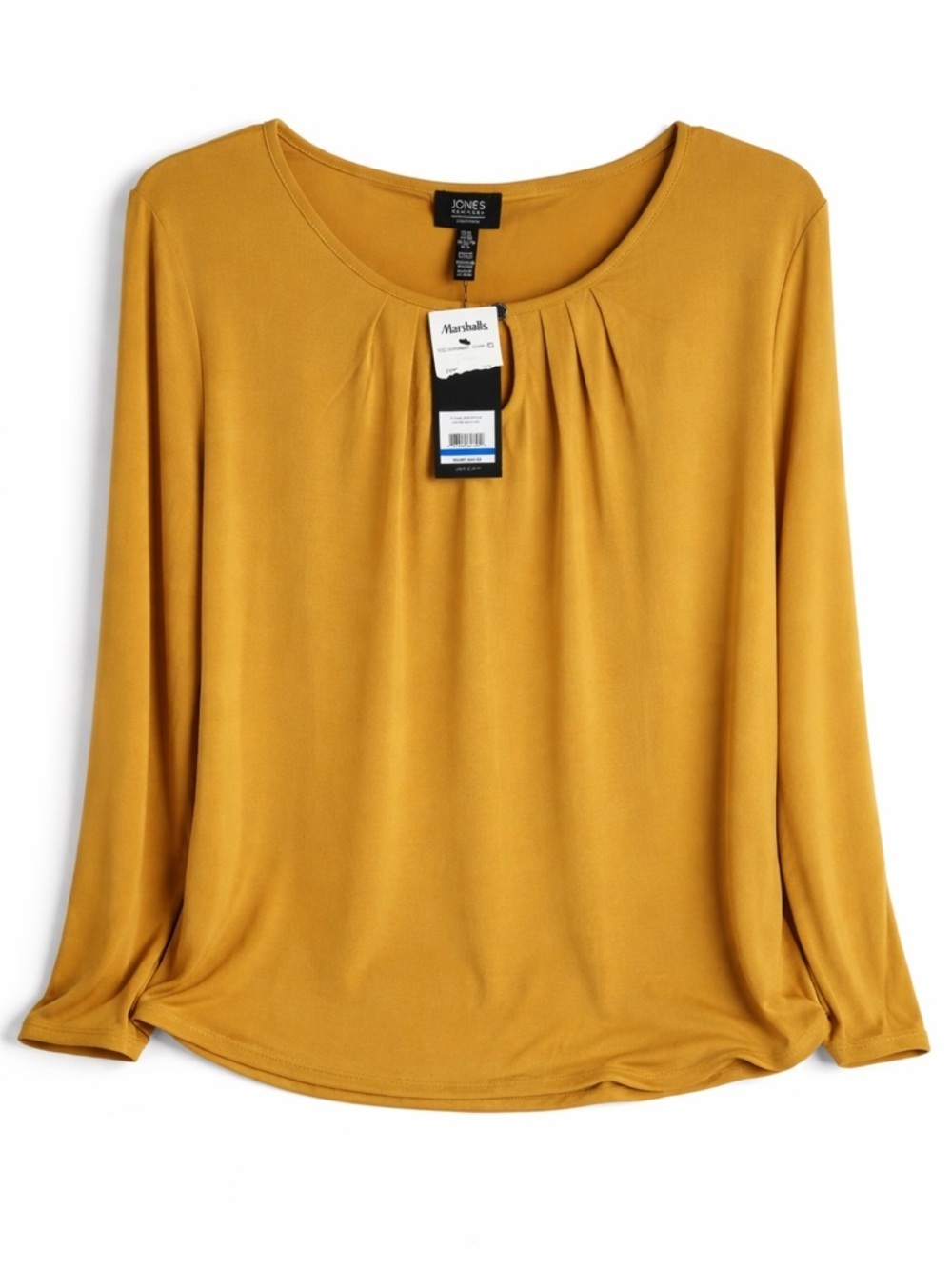 Jones New York Mustard Pleated Neck Blouse NWT XL Work Office Top - Picture 2 of 10
